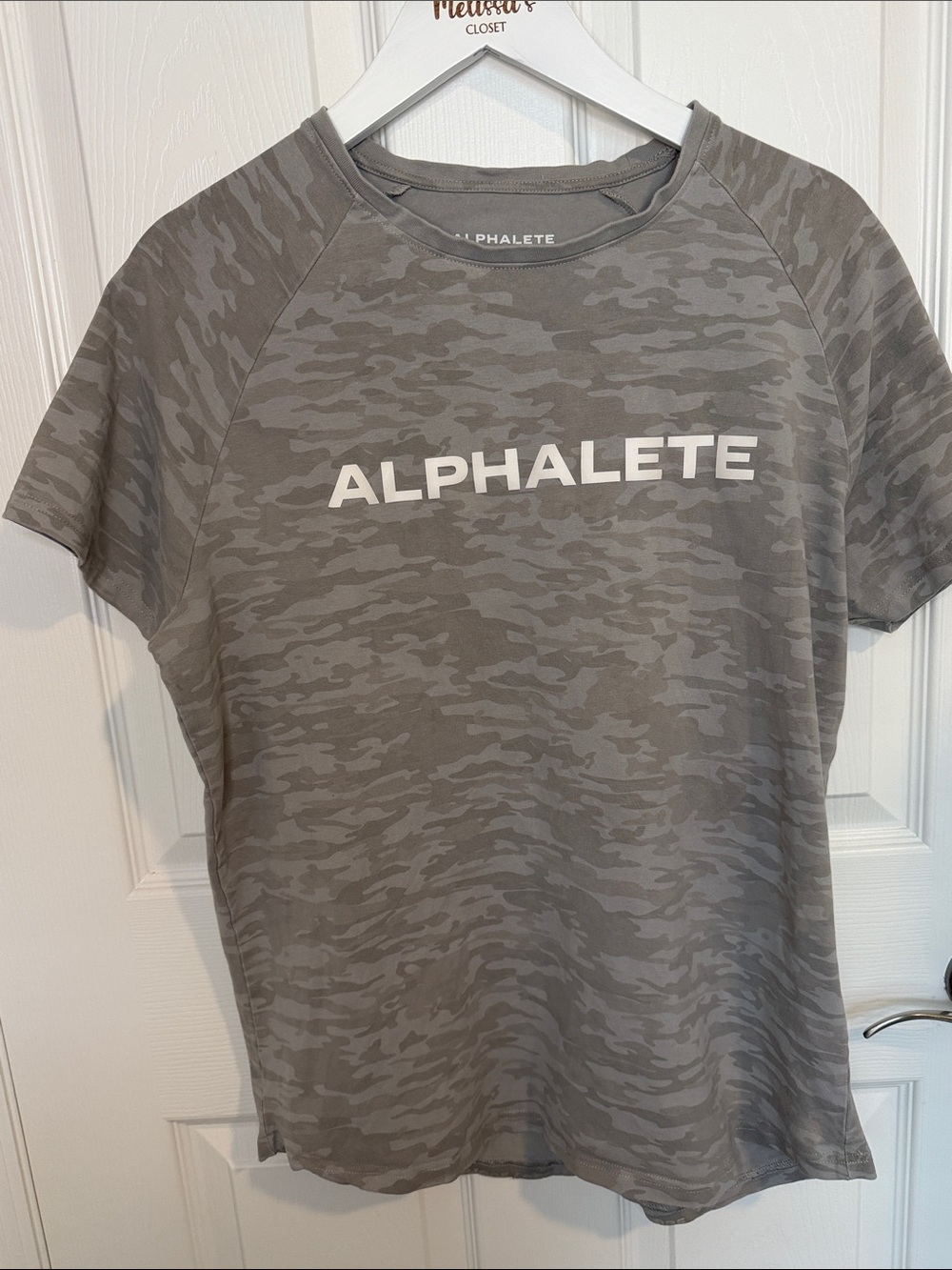 Alphalete Performance Fit Gray Camo Logo Tee - White Logo